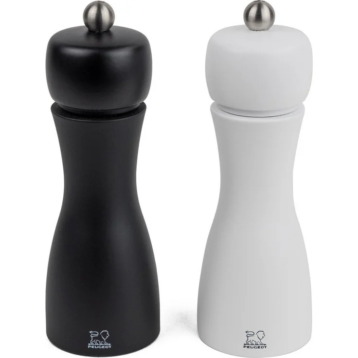 Peugeot Tahiti Duo weiß & schwarz-15 cm Pfeffer-und Salzmühlenset, Holz, matt weiß und schwarz, 5,2x5,2x15 cm – Bild 1