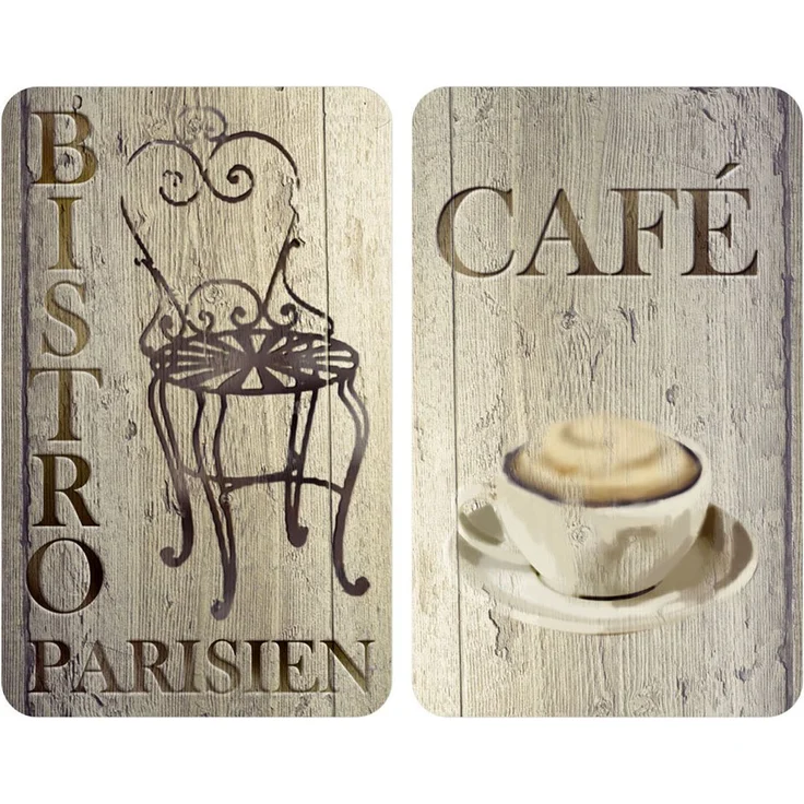 Wenko Herdabdeckplatte Universal Bistro, 2er Set Herdabdeckung für alle Herdarten, Gehärtetes Glas, 30 x 52 cm, mehrfarbig – Bild 1