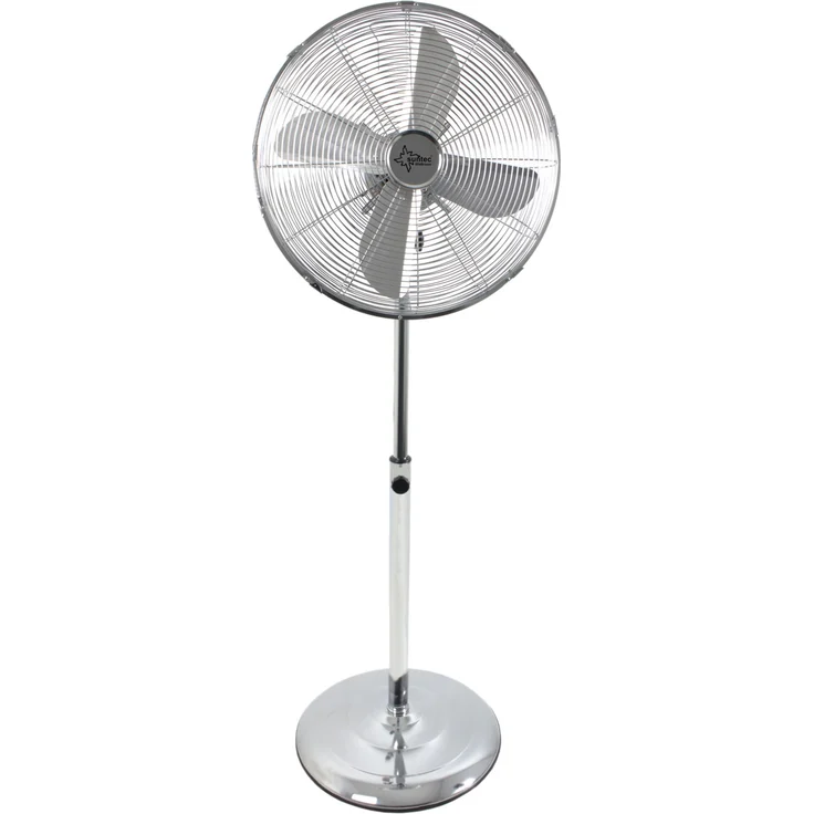 Ventilator Leise | Standventilator CoolBreeze 4000 | 40 cm Durchmesser, 50 Watt | Stand Fan Windmaschine Metall Chrom | für Bett, Schlafzimmer, Büro, Wohnung, Balkon, Terrasse | von SUNTEC – Bild 1