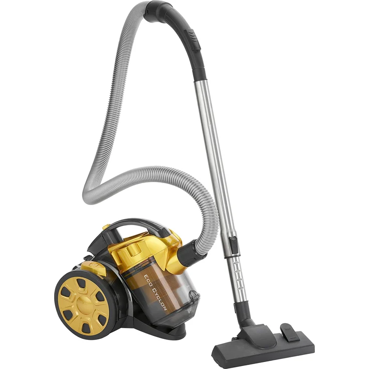 Clatronic BS 1308 Cyclon Twin-Spin Bodenstaubsauger, beutellose Filtertechnik, Hoch-Effizienz-Partikel-Luftfilter, Metall-Teleskoprohr gelb – Bild 1