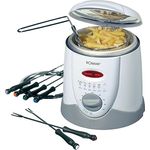 Bomann FFR 1290 CB Fondue-Fritteuse, 6 Fonduegabeln, 1 Liter, 840 Watt, silber