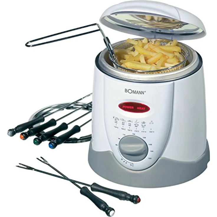 Bomann FFR 1290 CB Fondue-Fritteuse, 6 Fonduegabeln, 1 Liter, 840 Watt, silber – Bild 1
