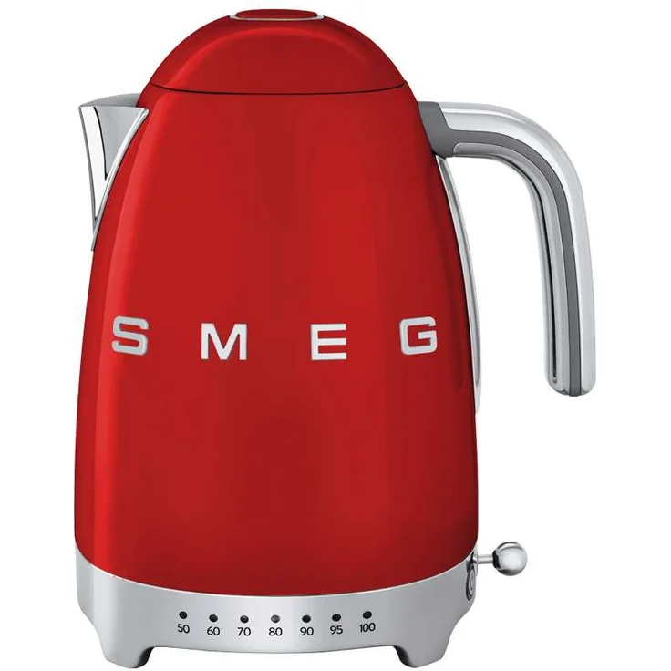 Smeg KLF04RDEU Wasserkocher, 2400W, 1,7L, Edelstahl, rot – Bild 1
