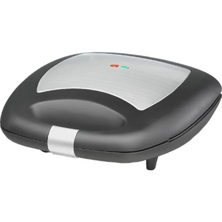 ROMMELSBACHER Sandwich Maker ST 1410 - für 4 Sandwiches, 2-Lagen Antihaftbeschichtung, schnelles Aufheizen, wärmeisolierter Handgriff, platzsparende Aufbewahrung, schwarz-Edelstahl