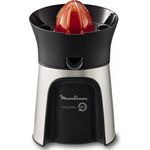 Moulinex PC603D Elektrischer Entsafter mit Direktserviersystem, Inklusive 3 Presskegel, Automatisches Ein-- Ausschalten, Tropfstopp System, 100W, Edelstahl- dunkelgrau