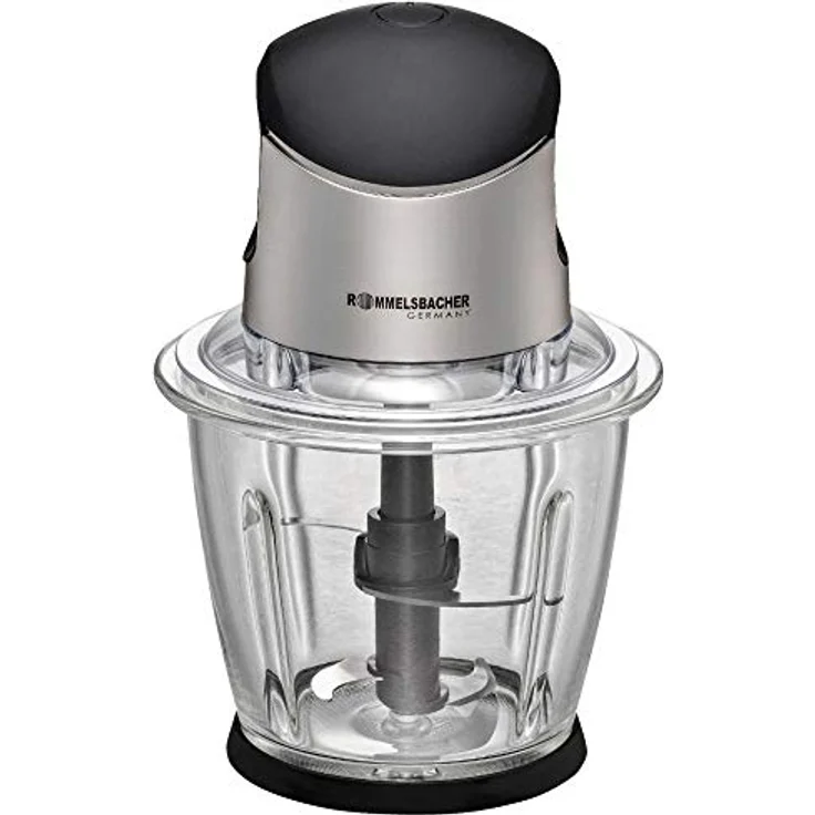 Rommelsbacher MZ 500 Universalzerkleinerer, kraftvoller Motor, 4-flügeliges Spezialmesser aus Edelstahl, 1,5 Liter Glasbehälter, schwarz-Chrom gebürstet, 500 Watt – Bild 1