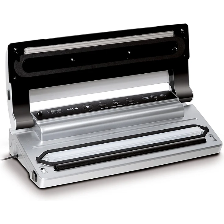 Caso VC100 Vakuumierer - Vakuumiergerät, Lebensmittel bleiben bis zu 8x länger frisch - natürliche Aufbewahrung ohne Konservierungsstoffe, 120W, doppelte 30cm lange Schweißnaht, Temperaturüberwachung, Kunststoff, silber – Bild 2