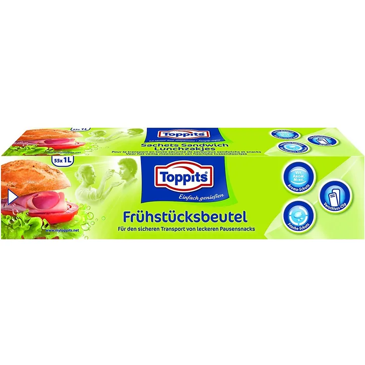 Toppits Frühstücksbeutel für den sicheren Transport 55 x 1 Liter