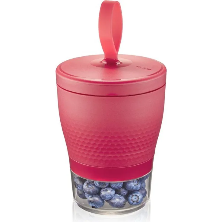 GEFU Aufbewahrungsbecher FOODIE, Kunststoff, Silikon, (1-tlg), inkl. Tropfgitter für gewaschenes Obst, pink