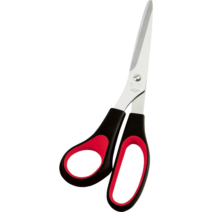 Wedo 97681 Universalschere Linkshänder (rostfreier Edelstahl, Kunststoff Softgriffe, 21 cm) schwarz/rot