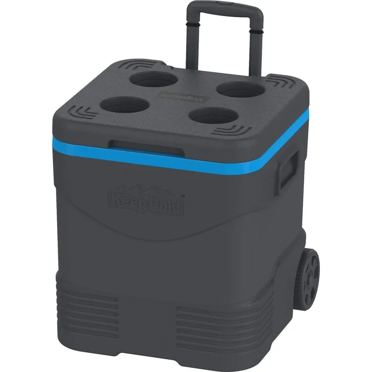 Duramax Trolley Ice Box, passive Kühlbox, 45L, Eisbox, anthrazit, blau