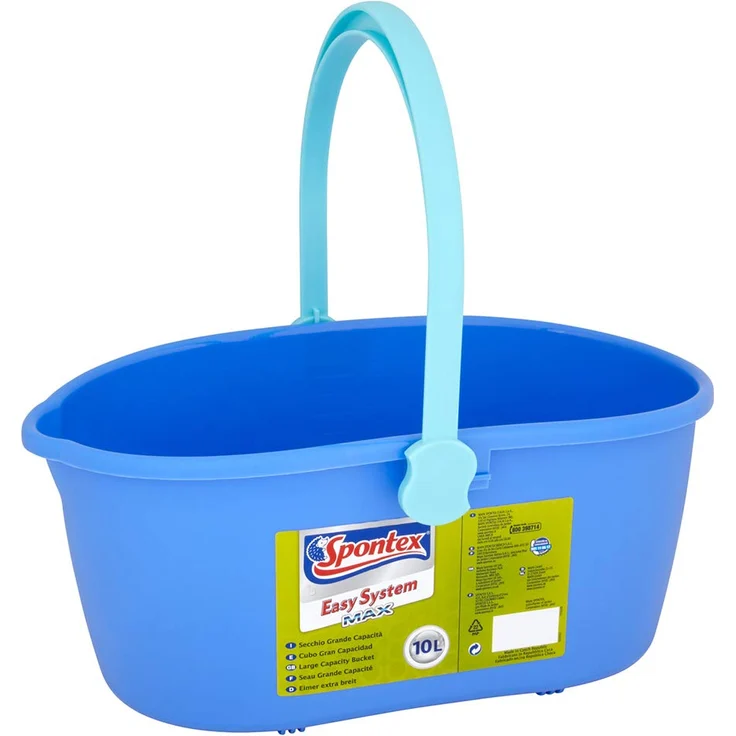 Spontex Eimer extra breit mit 10 L Fassungsvermögen, ergonomischer Griff, breiter Ausgießer, stabil und strapazierfähig, 1 Stück