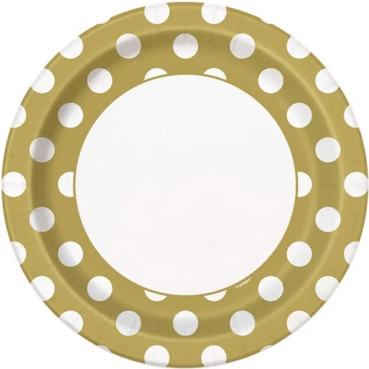 party-Platten durchstochen 22,8 cm 8 Stück gold-weiß