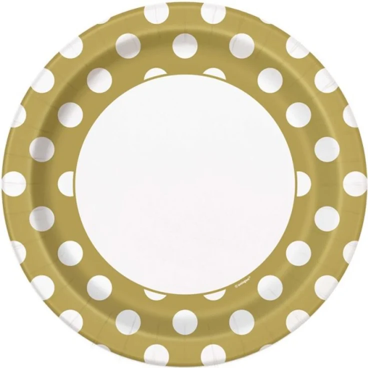 party-Platten durchstochen 22,8 cm 8 Stück gold-weiß – Bild 1