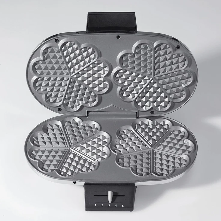 Cloer 1329 Doppelwaffelautomat für zwei klassische Waffeln - 1200 W - Waffelgröße je 15,5 cm - optische Fertigmeldung - mattiertes Edelstahlgehäuse  – Bild 2