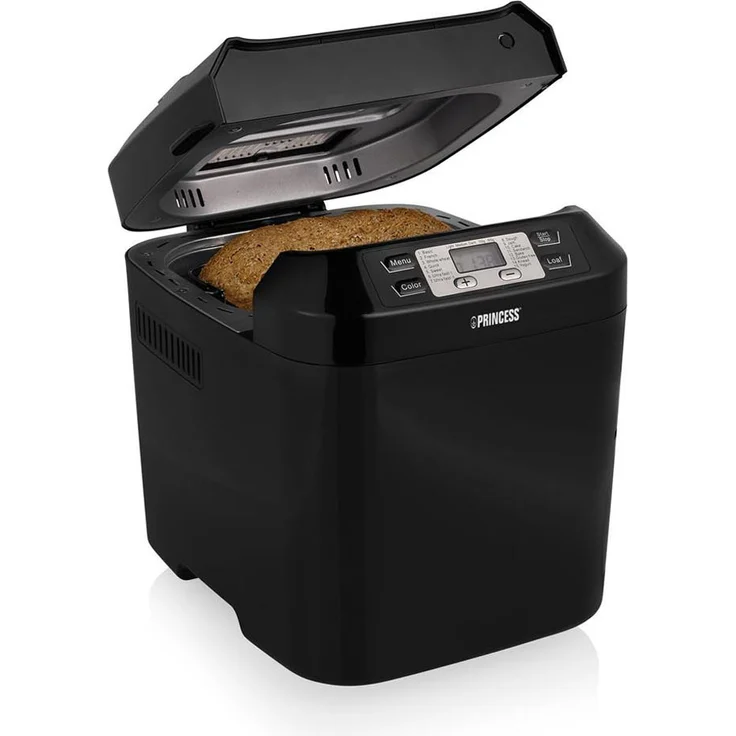 Princess 152010 Brotbackautomat, 550W, 15 Programme, Weissbrot, Vollkornbrot & Kuchen im Brotbacker, Timer, Messbecher, Display, schwarz – Bild 1