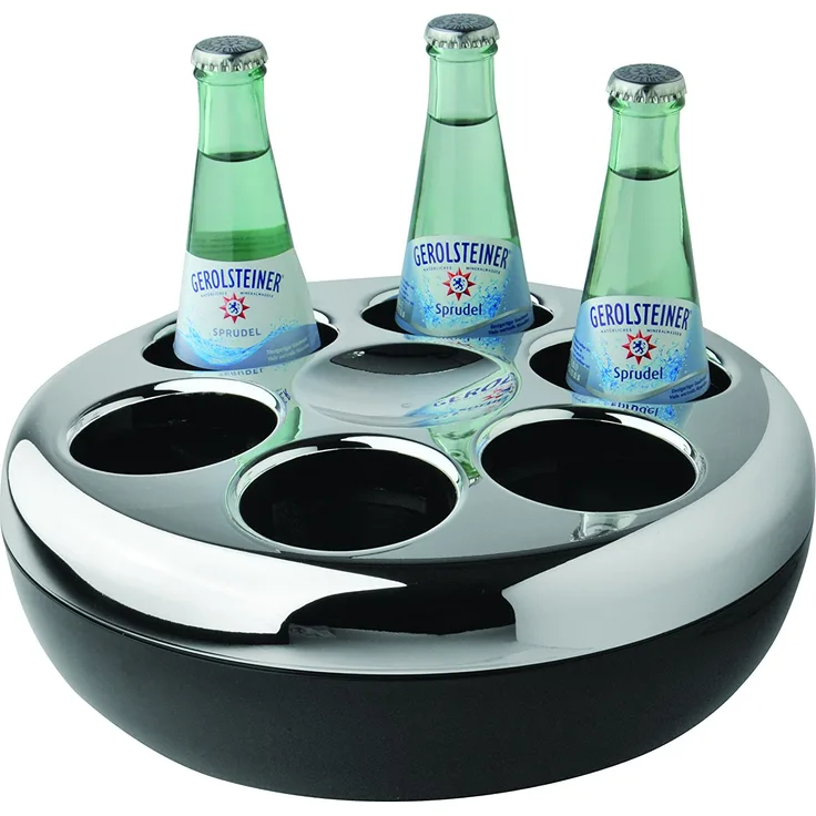 Helios Pure Flaschenkühler, Plastik, schwarz-Chrom, für 6 Flaschen