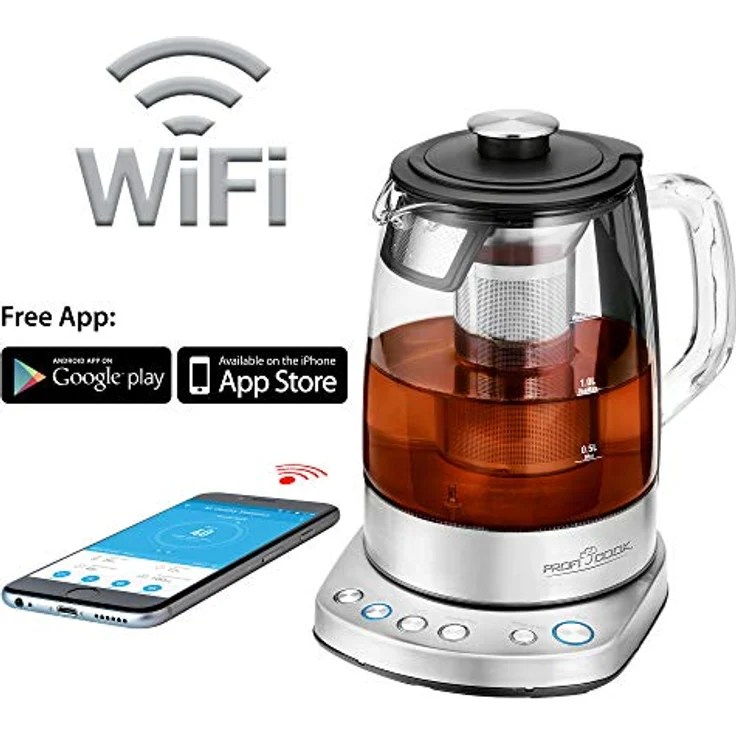 ProfiCook PC-WKS 1167 G, 2in1 Tee- und Wasserkocher, e App, programmierbare Temperaturregelung, Glas--Edelstahlgehäuse, 1.5 Liter – Bild 2