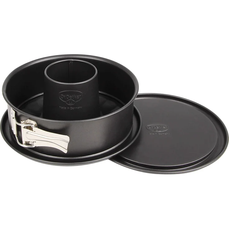 Dr. Oetker Springform mit Flach- und Rohrboden Ø 18 cm, Kuchenform aus Stahl mit Antihaftbeschichtung, Backform aus veredeltem Schwarzblech, Menge: 1 Stück – Bild 2