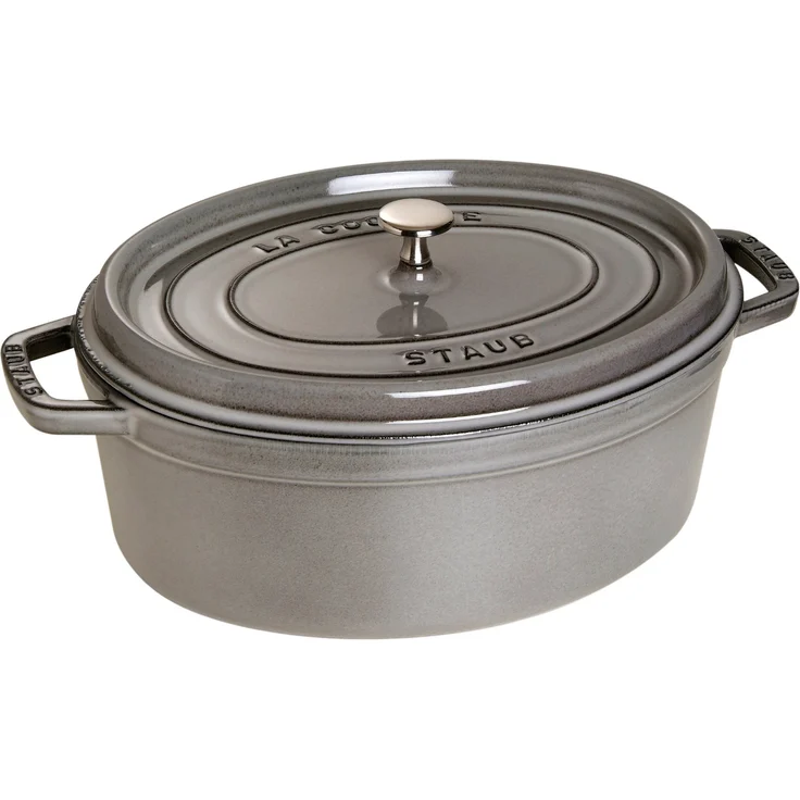 Staub Cocotte, oval, Induktionsgeeignet, Gusseisen, Graphitgrau, 37 cm, 1 Einheiten – Bild 1