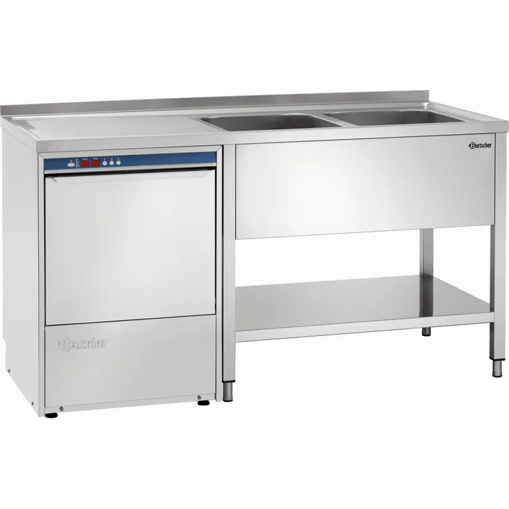 Bartscher Spülcenter 700, B1600, 2 Becken, Abtropffläche rechts, Edelstahl, 306650