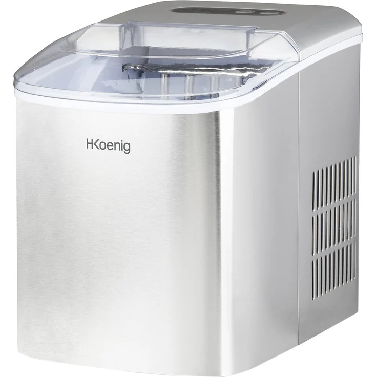 H.Koenig KUB14 Eiswürfelbereiter, 12kg in 24h, 2 Eiswürfelgrößen, Automatisch, Elektrisch, Kompakt, Tragbar, Leise 1L, Schneller Eiswürfel in 9min fertig, Eiswürfelschaufel, Edelstahl, silber – Bild 1