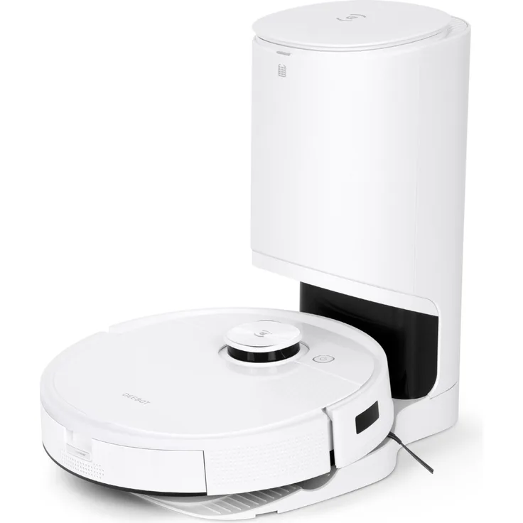 Ecovacs Deebot T9+ Saugroboter mit Wischfunktion, 170 min Akkubetrieb, 3.000 Pa Saugleistung, mit Absaugstation und Lufterfrischer, weiß
