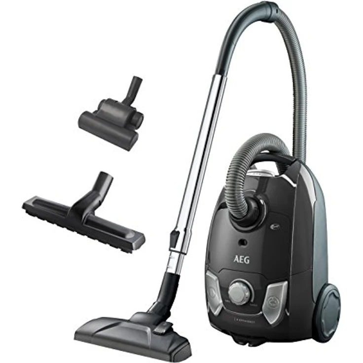 AEG VX4-1-GM-T Staubsauger mit Beutel (750 Watt, Inkl. Zusatzdüsen, Zubehör integriert im Gerät, Tragegriff, leicht, 7,5 m Aktionsradius, waschbarer Hygiene Filter, ergonomischer Handgriff) grau – Bild 1