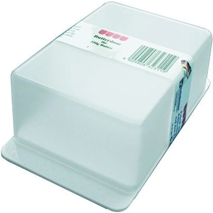 Buchsteiner  Kühlschrank-Butterdose 250 g, Unterteil weiß, blau, Oberteil natur