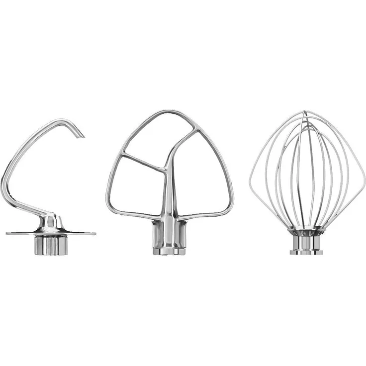 KitchenAid 5KSM5TH3PSS 3-tlg. Edelstahlrührer-Set, für alle KitchenAid Küchenmaschinen mit einem kippbaren Motorkopf, Metall, spülmaschinengeeignet