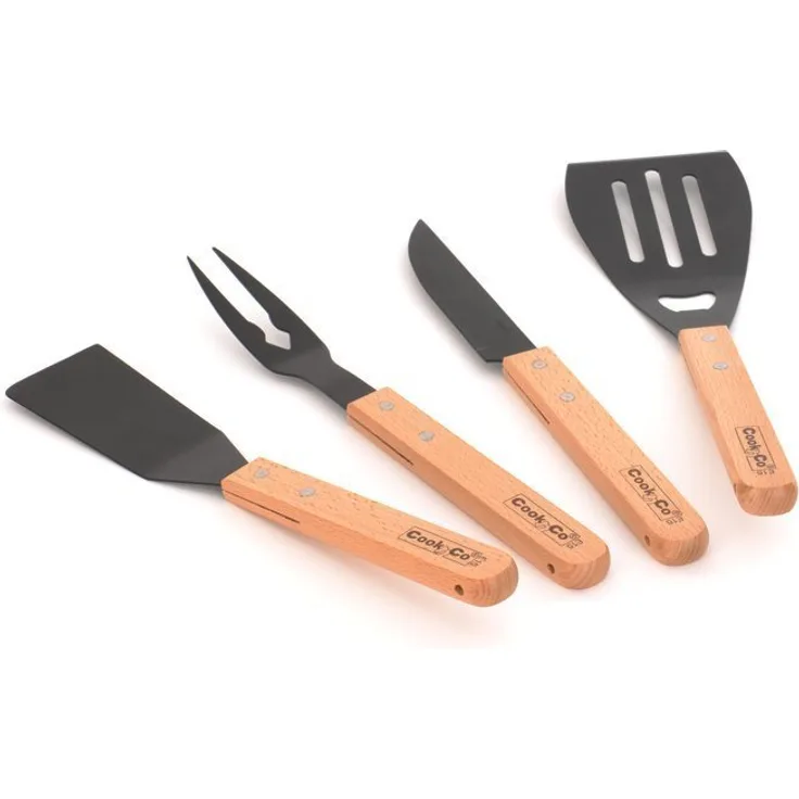 Berghoff 2800101 Barbecue-Set, Edelstahl, schwarz, 40 x 25.3 x 3 cm, 4 Einheiten