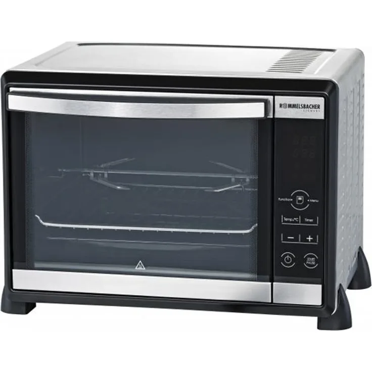 ROMMELSBACHER Elektronik Back & Grill Ofen BGE 1580-E - 30 Liter Backraum, elektronische Regelung von 80-230 °C, Touch Control, 8 Heizarten, Umluft, Drehspieß, Timer, Doppelverglasung, Edelstahl