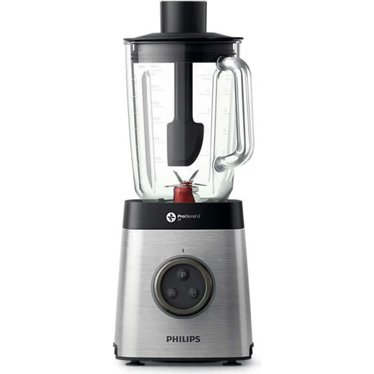 Philips HR3655-00 Standmixer (1400 Watt, ProBlend 6 3D Technologie, 2 Liter Glasbehälter, 2x Trinkbecher, Spülmaschinenfest) edelstahl  – Bild 3