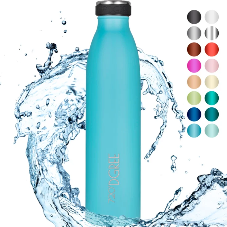 720°DGREE Trinkflasche Edelstahl Doppelwandig 750ml Isolierflasche milkyBottle sky blue matt – Bild 1