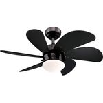 Westinghouse Lighting Turbo Swirl, Deckenventilator Metal, Einzelleuchte mit Opalmilchglas, Ausführung in Gun Metall mit Flügeln in Schwarz, 76 x 76 x 38 cm