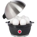 Slabo elektrischer Eierkocher, 380W, für 7 Eier, Überhitzungsschutz, Kontrollleuchte, Edelstahl, schwarz