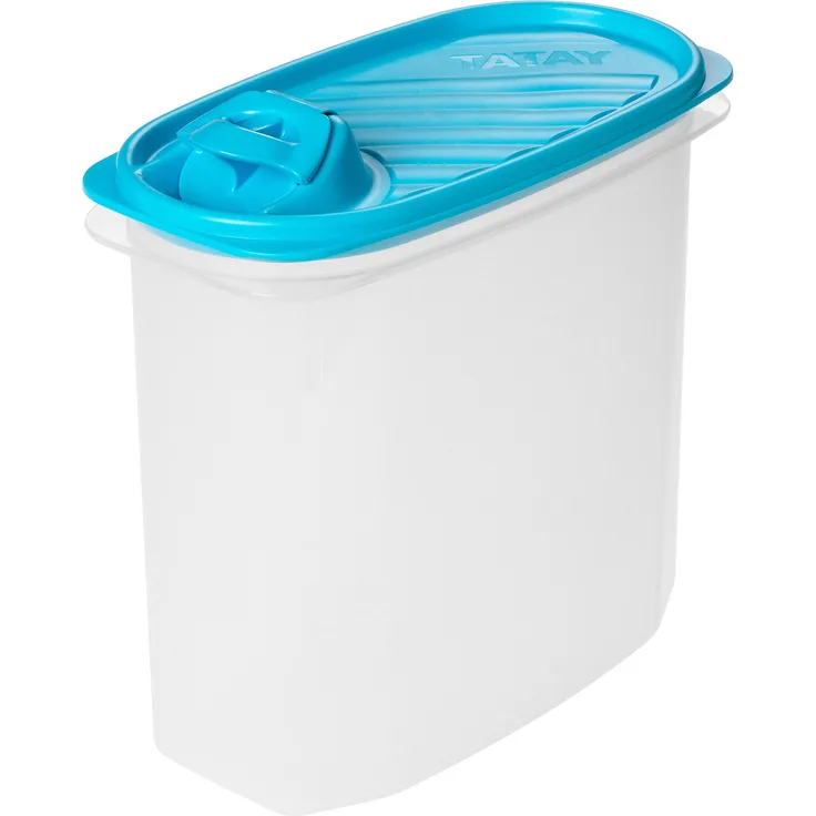 TATAY Vorratsdose mit Ausgießer Oval 2 L Kunststoff 18,5 x 10 x 19,5 cm, Kunststoff, blau, 2L FR
