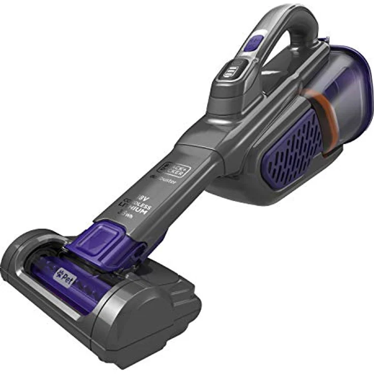 Black+Decker 36 Wh - 18 V Akku-Handstaubsauger Dustbuster Pet mit smart tech (mit Cyclonic Action, integrierte ausziehbare Fugendüse, inkl. Tierhaarbürste, Ladestation mit Wandhalterung) BHHV520BFP – Bild 1