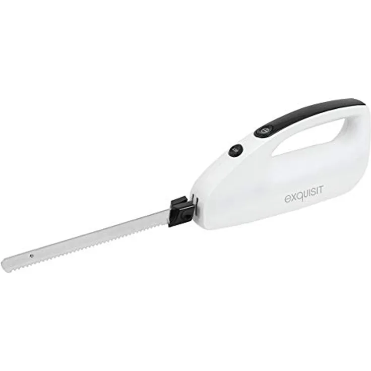 Exquisit Elektromesser ME 3001 wes | 120 Watt | Inklusie Messerpaar | Einhandbedienung | Sicherheitsschalter | Fingerschutz | Weiß