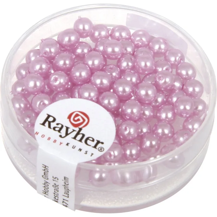 Rayher 14400310 Renaissance Glaswachsperlen, 4 mm ø, orchidee, Dose 85 Stück