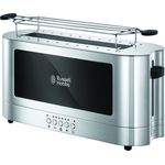 Russell Hobbs Toaster Langschlitz Elegance Glas-Edelstahl, inkl. Brötchenaufsatz, 6 elektronisch einstellbare Bräunungsstufen + Auftau- & Aufwärmfunktion, Schnell-Toast-Technologie, 1420W, 23380-56
