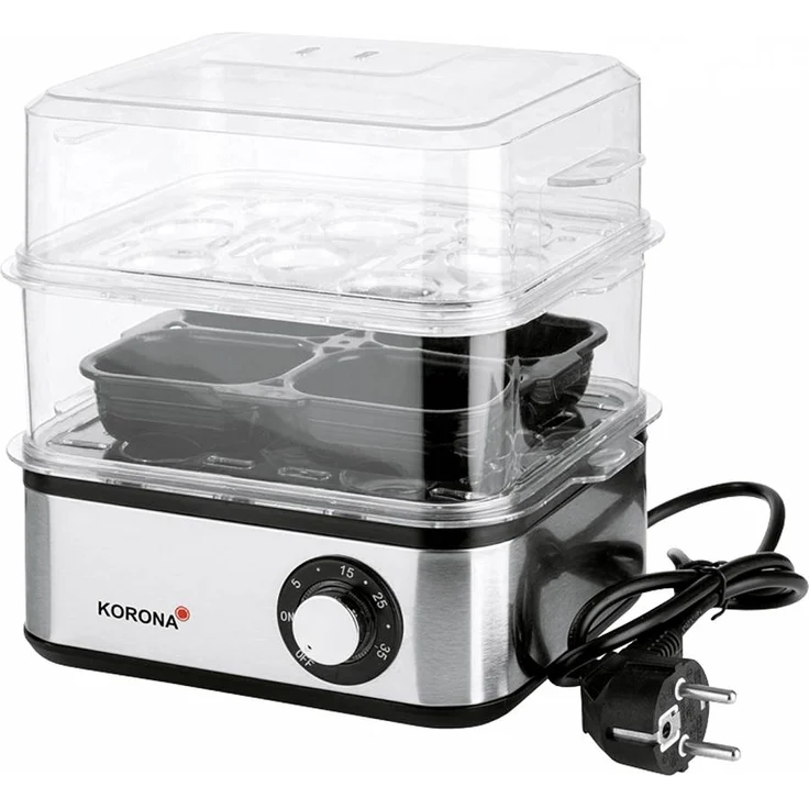 Korona 25303 Edelstahl Mini Dampfgarer und Eierkocher, Kleiner Dämpfer für Gemüse, Profi Kocher für bis zu 16 Eier – Bild 3