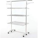 GEORGES Wäscheständer klappbar, höhenverstellbar, mobil, mi Teleskopstange und Seitenflügel 3 Ebenen