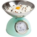 Bestron Analoge Küchenwaage mit abnehmbarer Wiegeschale, Retro Design, Sweet Dreams, Tragkraft: 5 kg, Mintgrün
