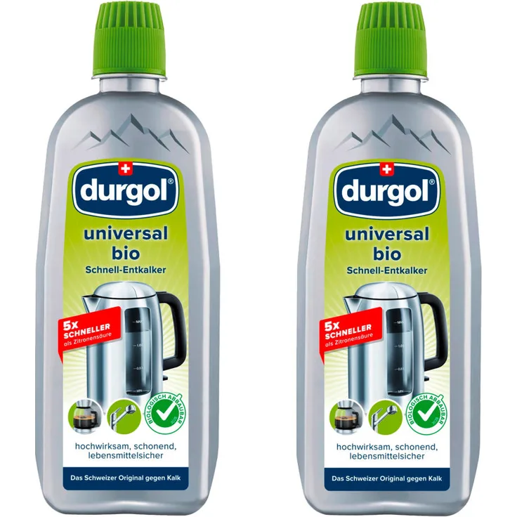 Durgol Universal Bio Schnell-Entkalker Set, Maschinenentkalker, Kalkentferner, Kalkreiniger, 2x 500 ml, 4-875