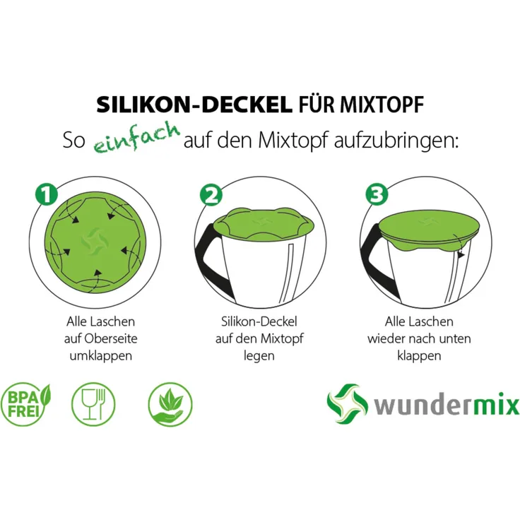 Wundermix Silikondeckel für Thermomix-Mixtopf (TM6-TM5-TM31), grün