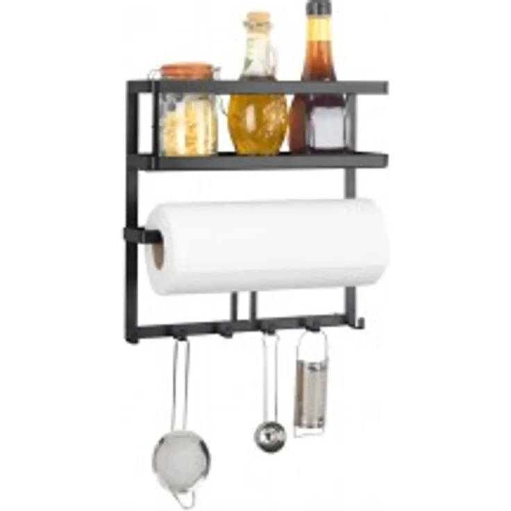 Wenko Multifunktionsregal Gala, Küchenregal mit Küchenrollenhalter & Reling inkl. 6 Haken