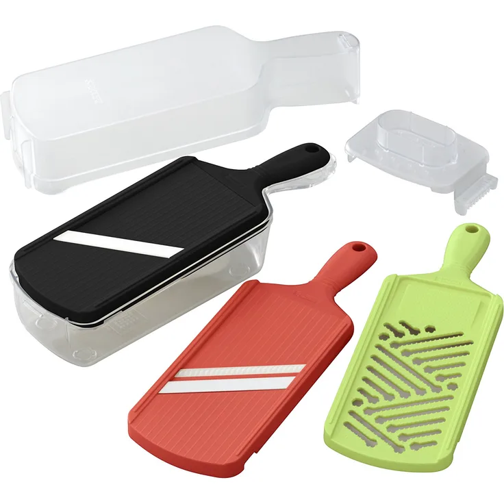 Kyocera 3er Set mit Aufbewahrungsbox Hobel, Kunststoff Keramik, rot, 29,5 x 10,1 x 10,2 cm