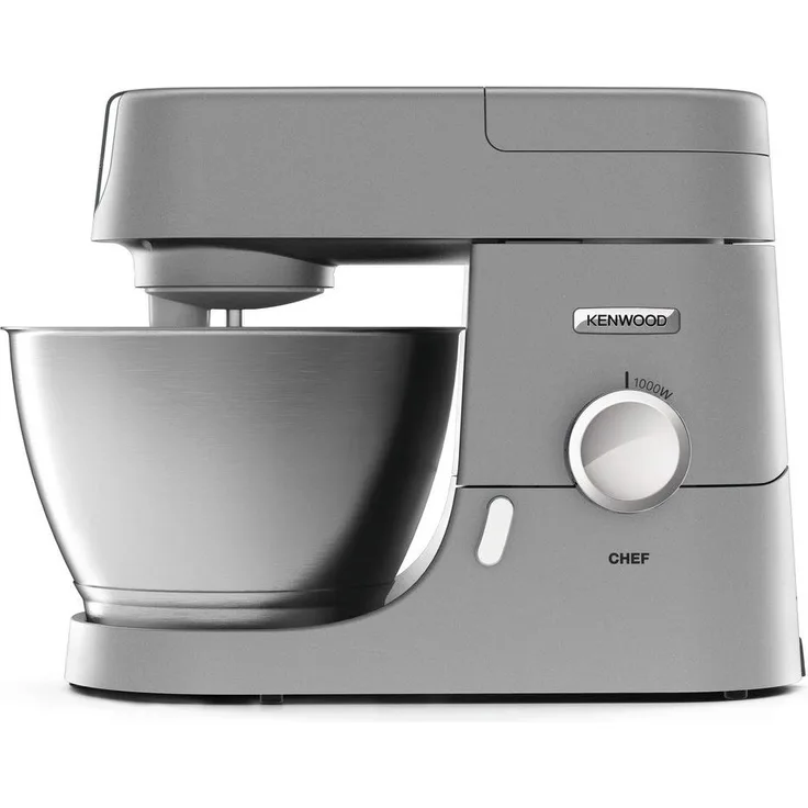 Kenwood Chef KVC3110S Küchenmaschine, 4,6 l Edelstahl Rührschüssel, Interlock-Sicherheitssystem, Metallgehäuse, 1000 Watt, inkl. 3-teiligem Patisserie-Set und Acryl-Mixaufsatz (1,6 Liter), silber, Serie: Chef