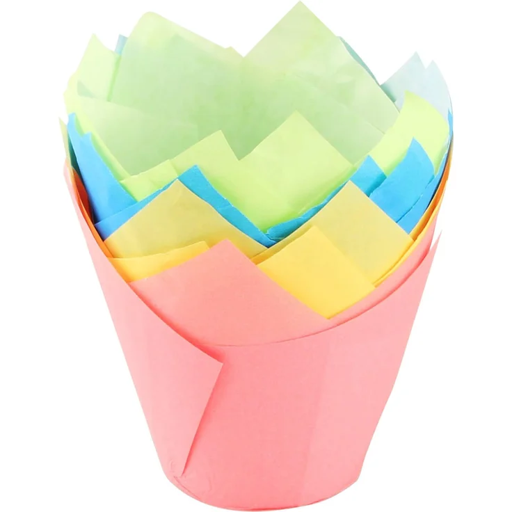 Dr. Oetker Tulips Papier-Backförmchen, bunte Muffinförmchen aus Papier, Förmchen für Cupcakes, Muffins und Pudding - hitzebeständig bis 220°C (Farbe: Rosa, Türkis, Grün, Gelb), Menge: 20 Stück – Bild 2